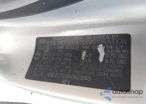 2006 Kia Sorento Ex/Lx z USA, uszkodzony, nr VIN KNDJC733465623045